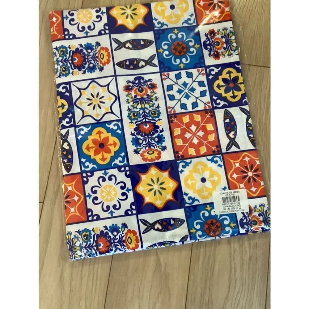 Floral Printed Table Runner – Blue, Orange & Yellow